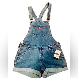 New Dickies Shortall Juniors Mid Rise Overalls Size Large (8-10) NWT